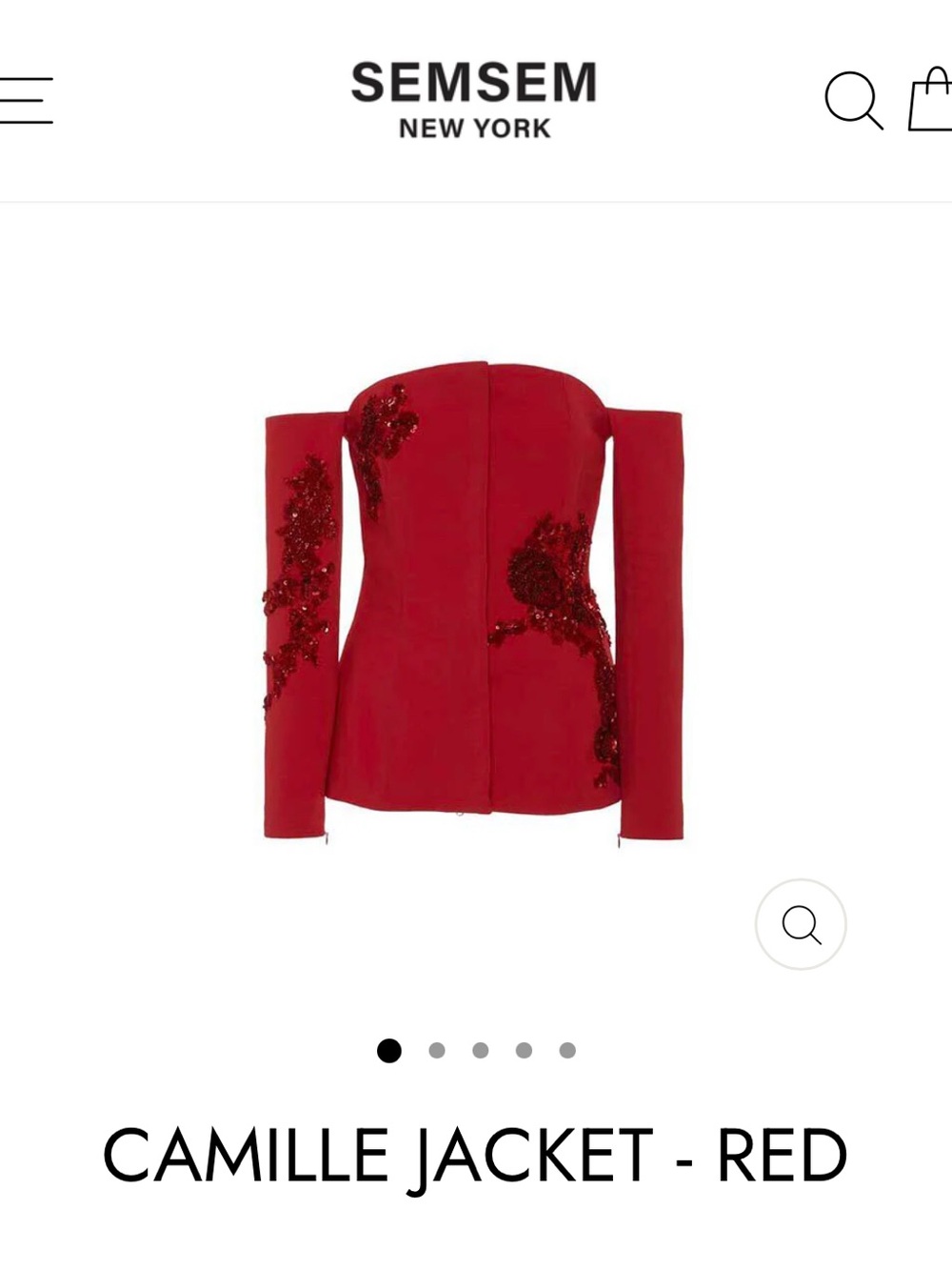 Semsem Camille Off-Shoulder Red Jacket